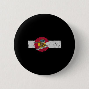 Chapa Redonda De 5 Cm Bandera Colorado Snowboarding Sloth Snowboarder