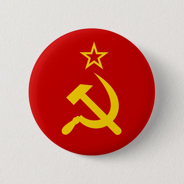 Chapa Redonda De 5 Cm Bandera comunista URSS de Rusia (Anverso)