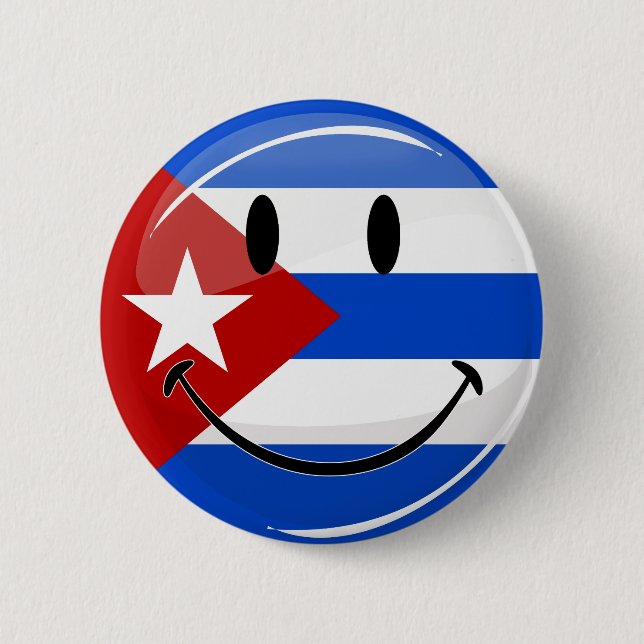 Chapa Redonda De 5 Cm Bandera cubana sonriente (Anverso)