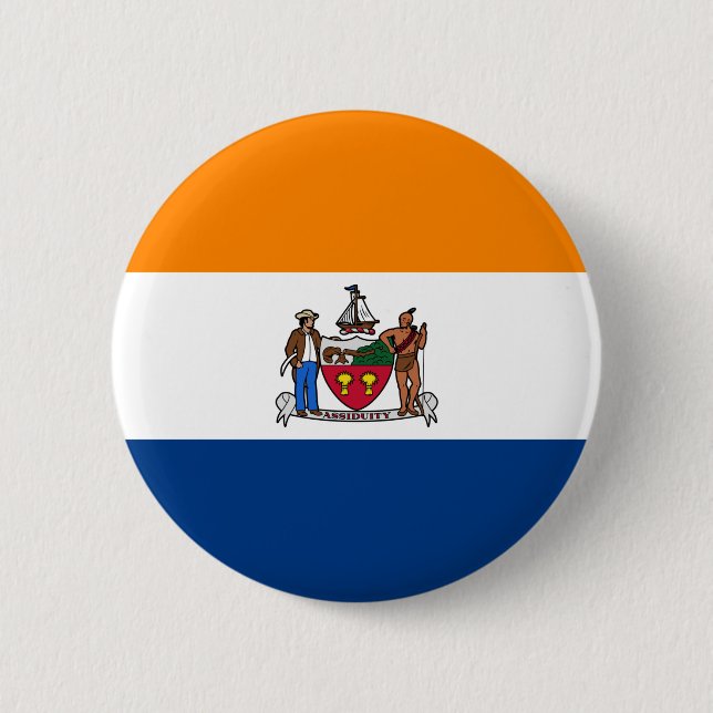 Chapa Redonda De 5 Cm Bandera de Albany, Nueva York (Anverso)
