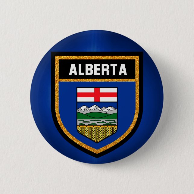Chapa Redonda De 5 Cm Bandera de Alberta (Anverso)