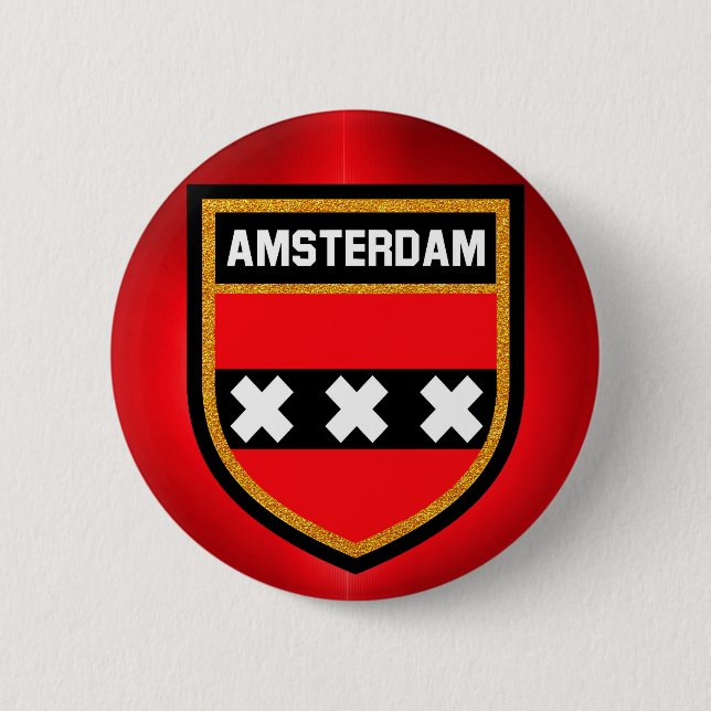 Chapa Redonda De 5 Cm Bandera de Ámsterdam (Anverso)