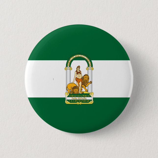 Chapa Redonda De 5 Cm Bandera de Andalucía (España) (Anverso)
