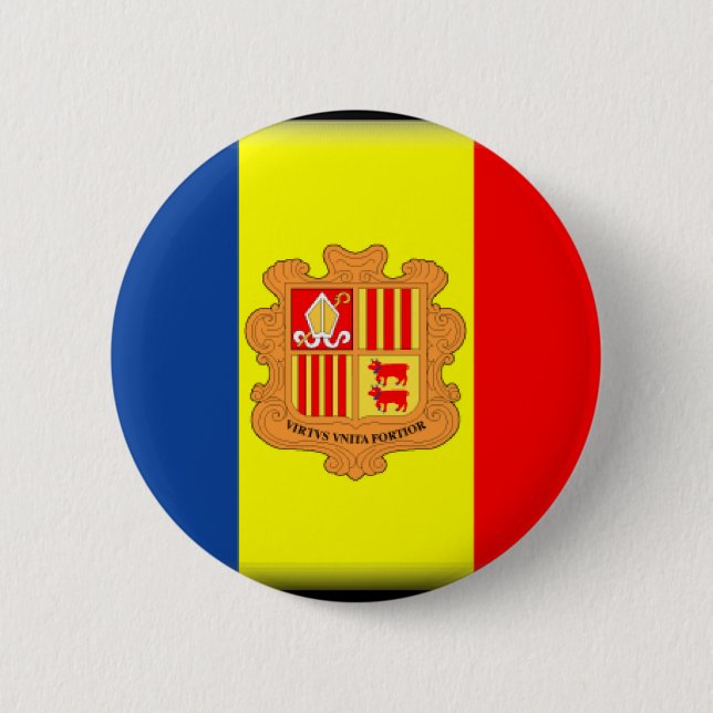 Chapa Redonda De 5 Cm Bandera de Andorra (Anverso)