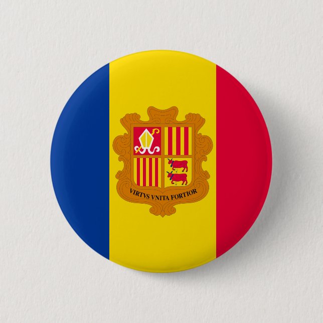 Chapa Redonda De 5 Cm Bandera de Andorra (Anverso)