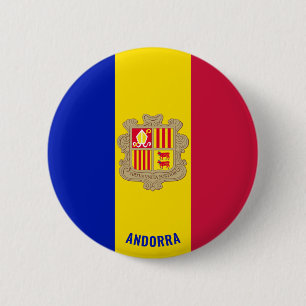 Chapa Redonda De 5 Cm Bandera de Andorra Encantadora Patriótica