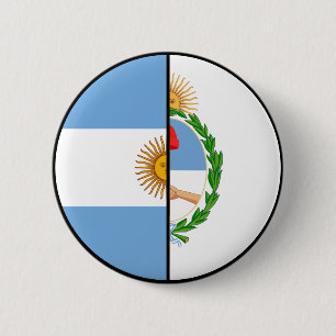 Chapa Redonda De 5 Cm Bandera de Argentina y Patriótico del Escudo de Ar