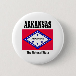 Chapa Redonda De 5 Cm Bandera de Arkansas y Motto