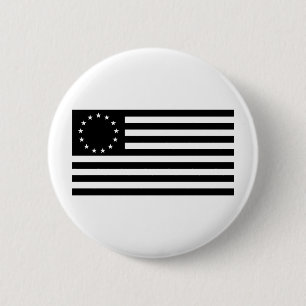 Chapa Redonda De 5 Cm Bandera de Betsy Ross, Arte de Línea Negra