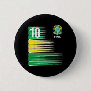 Chapa Redonda De 5 Cm Bandera de Brasil Número 10 Brasil Fútbol Hombres