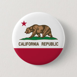 Chapa Redonda De 5 Cm Bandera De California, California de fondo,