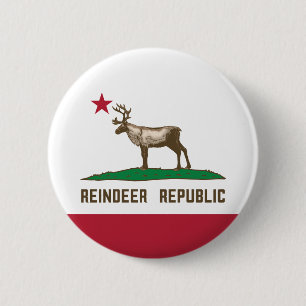 Chapa Redonda De 5 Cm Bandera de California de la República de los Renos