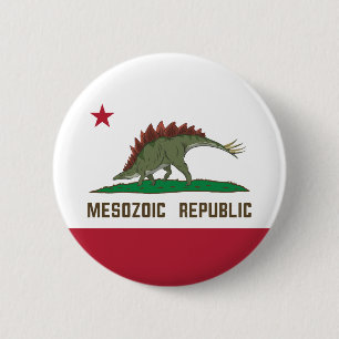 Chapa Redonda De 5 Cm Bandera de California de la República Mesozoica Es