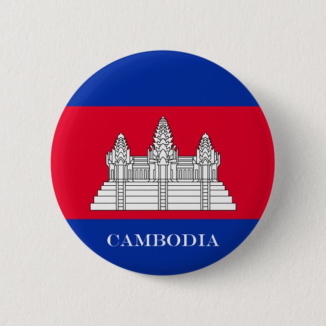 Chapa Redonda De 5 Cm Bandera de Camboya (Anverso)