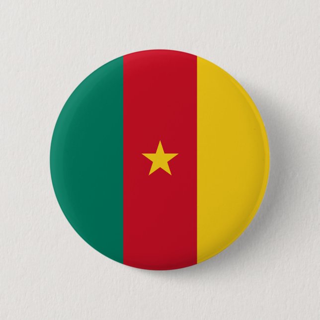 Chapa Redonda De 5 Cm Bandera de Camerún (Anverso)