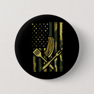 Chapa Redonda De 5 Cm Bandera de camuflaje Hombres barbacoa carne a la p