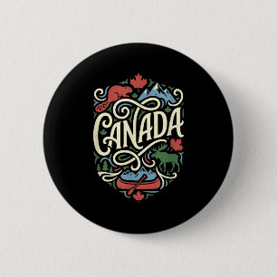Chapa Redonda De 5 Cm bandera de Canadá hoja de arce canadiense al aire