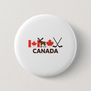 Chapa Redonda De 5 Cm Bandera de Canadá Hoja de Arce Canadiense Ciervo H