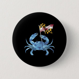 Chapa Redonda De 5 Cm Bandera de cangrejo azul de Maryland Vacaciones fa