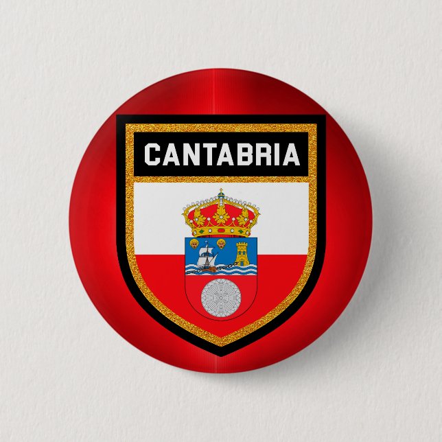 Chapa Redonda De 5 Cm Bandera de Cantabria (Anverso)