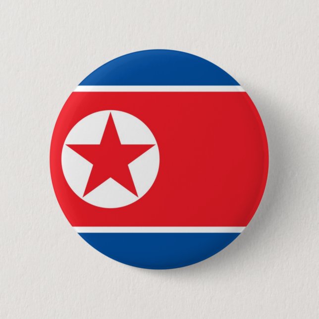 Chapa Redonda De 5 Cm Bandera de Corea del Norte en el Pin/la insignia (Anverso)
