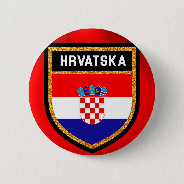 Chapa Redonda De 5 Cm Bandera de Croacia (Anverso)