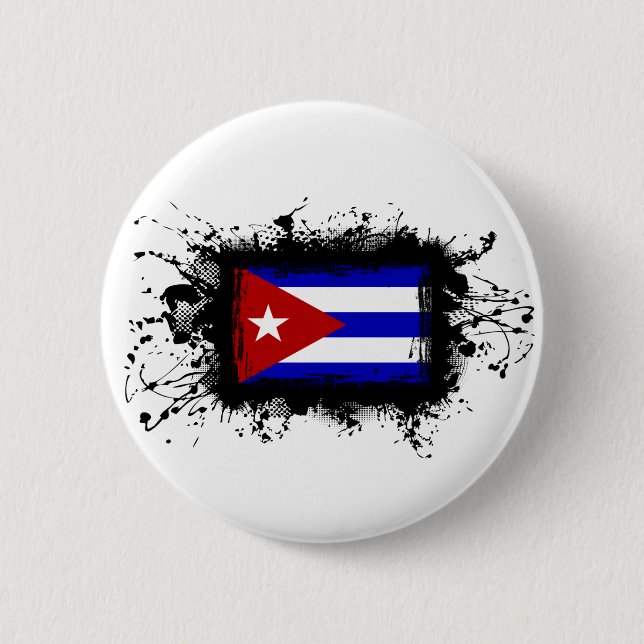 Chapa Redonda De 5 Cm Bandera de Cuba (Anverso)