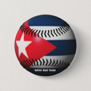 Chapa Redonda De 5 Cm Bandera de Cuba en un béisbol