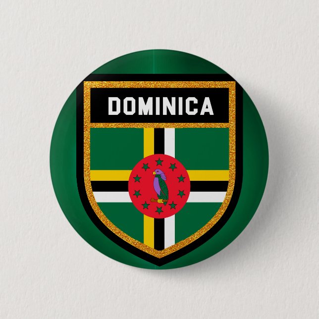 Chapa Redonda De 5 Cm Bandera de Dominica (Anverso)
