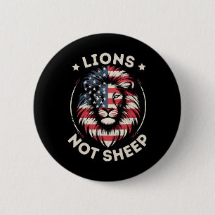 CHAPA REDONDA DE 5 CM BANDERA DE EE. UU., LEONES NO OVEJAS