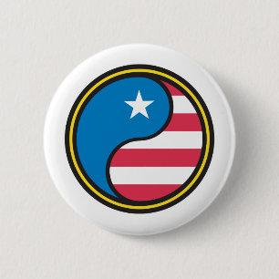 Chapa Redonda De 5 Cm Bandera de EE. UU. Yin Yang