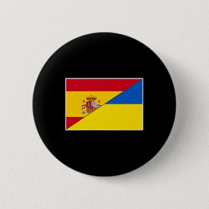 Chapa Redonda De 5 Cm Bandera de España Ucrania Apoyo Español Ucraniano 