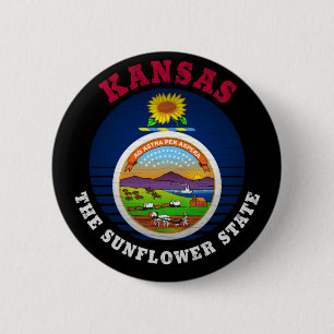CHAPA REDONDA DE 5 CM BANDERA DE ESTADO DE SUNFLOWER DE KANSAS