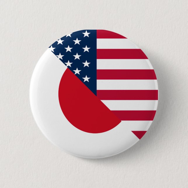 Chapa Redonda De 5 Cm Bandera de Estados Unidos de Japón |Media bandera  (Anverso)