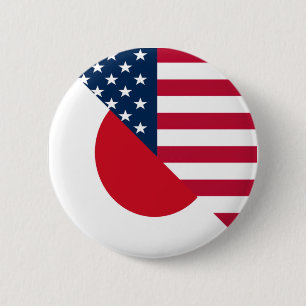Chapa Redonda De 5 Cm Bandera de Estados Unidos de Japón  Media bandera 