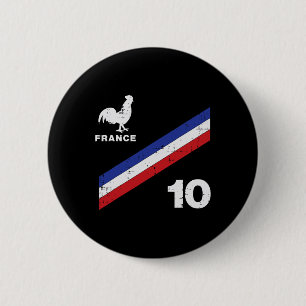 Chapa Redonda De 5 Cm Bandera de Francia Gallo Número 10 Aficionado Fútb