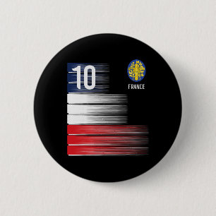 Chapa Redonda De 5 Cm Bandera de Francia Número 10 Fútbol Francés Hombre