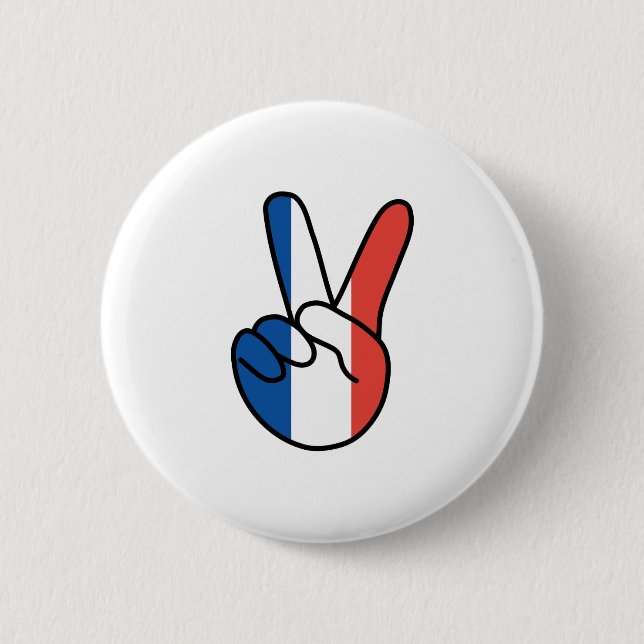 Chapa Redonda De 5 Cm Bandera de Francia/Rótulo (Anverso)