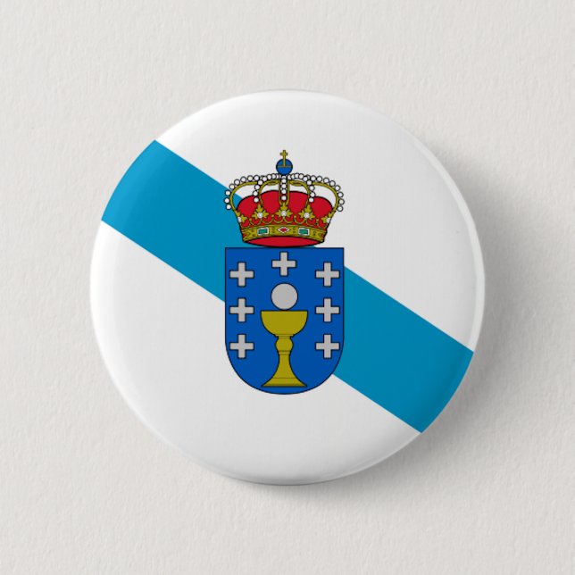 Chapa Redonda De 5 Cm Bandera de Galicia (España) (Anverso)
