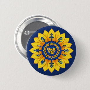 Chapa Redonda De 5 Cm Bandera de girasol azul y amarillo de Stand with U