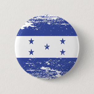 Chapa Redonda De 5 Cm Bandera de Honduras del Grunge