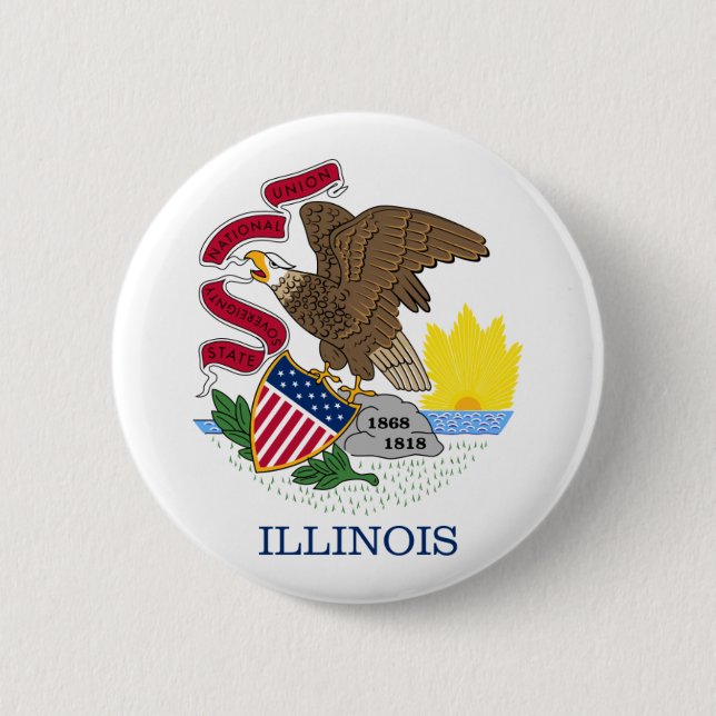Chapa Redonda De 5 Cm bandera de Illinois (Anverso)