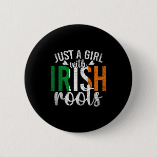 Chapa Redonda De 5 Cm Bandera de Irlanda Solo una chica con raíces irlan