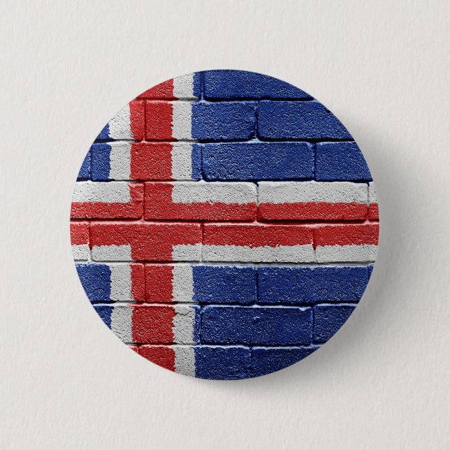 Chapa Redonda De 5 Cm Bandera de Islandia (Anverso)