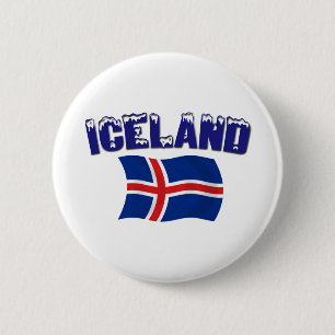 Chapa Redonda De 5 Cm Bandera de Islandia (w/inscription)