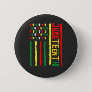 Chapa Redonda De 5 Cm Bandera de Juneteenth Celebrando la Libertad Negra