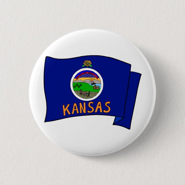 Chapa Redonda De 5 Cm Bandera de Kansas (Anverso)