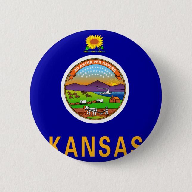 Chapa Redonda De 5 Cm Bandera de Kansas (Anverso)