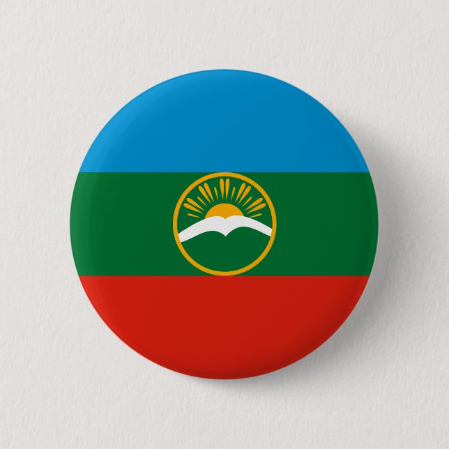 Chapa Redonda De 5 Cm Bandera de Karachay Cherkessia (Anverso)