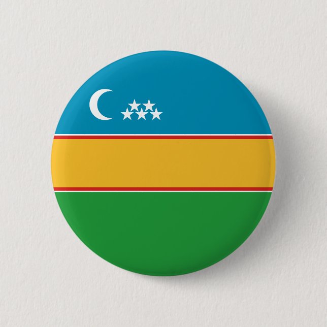 Chapa Redonda De 5 Cm Bandera de Karakalpakstan (Anverso)